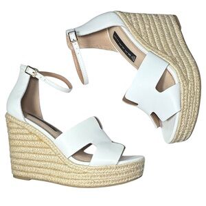 Steven by Steve Madden Sirena White Leather Espadrille Wedges Size 9